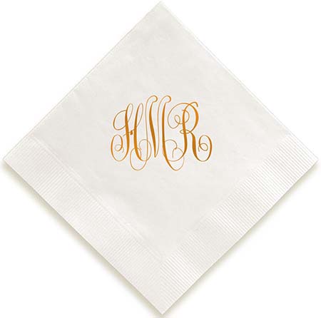 Delavan Monogram Personalized 3-Ply Napkins by Embossed Graphics