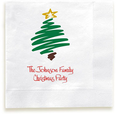 Festive Christmas Tree Personalized 3-Ply Napkins by Embossed Graphics
