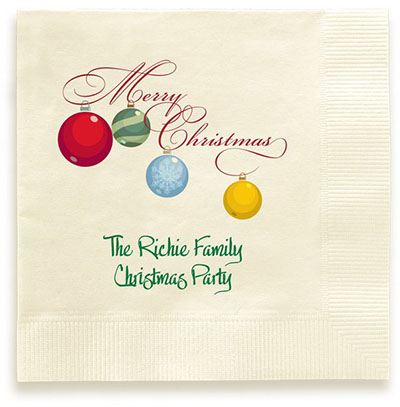 Merry Christmas Ornament Personalized 3-Ply Napkins by Embossed Graphics