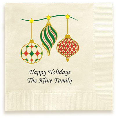 Christmas Ornaments Personalized 3-Ply Napkins by Embossed Graphics