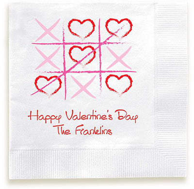 Valentine Tic Tac Toe Personalized 3-Ply Napkins by Embossed Graphics