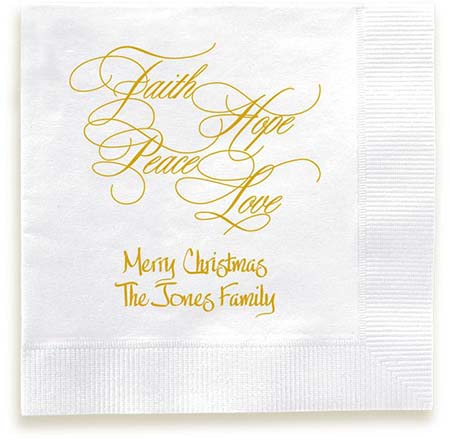 Faith Hope Peace Love Personalized 3-Ply Napkins by Embossed Graphics