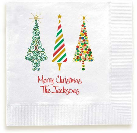 Christmas Trees Personalized 3-Ply Napkins by Embossed Graphics