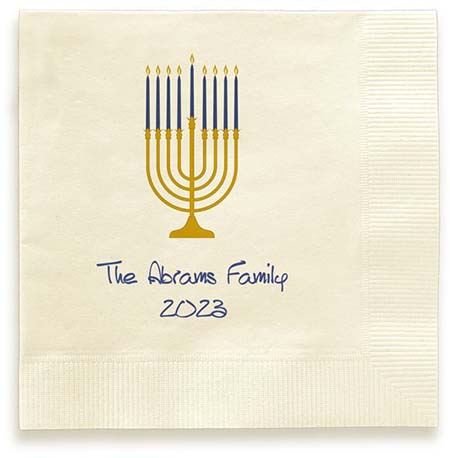 Hanukkah Menorah Personalized 3-Ply Napkins by Embossed Graphics