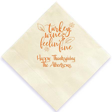 Turkey Wine Feelin Fine Personalized 3-Ply Napkins by Embossed Graphics Turkey Wine Feelin Fine Personalized 3-Ply Napkins by Embossed Graphics