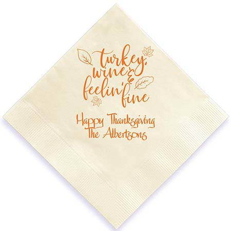 Turkey Wine Feelin Fine Personalized 3-Ply Napkins by Embossed Graphics