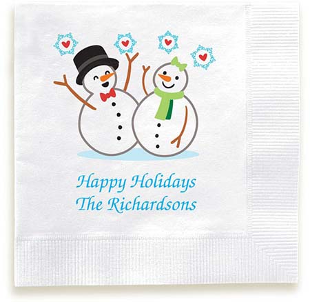 Snowman Couple Personalized 3-Ply Napkins by Embossed Graphics