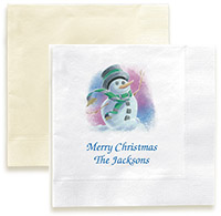Cheerful Snowman Personalized 3-Ply Napkins by Embossed Graphics