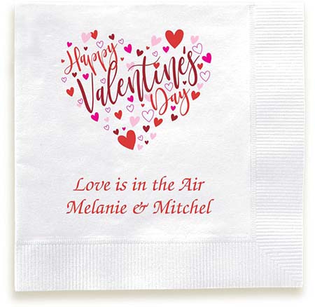 Happy Valentine's Day Heart Personalized 3-Ply Napkins by Embossed Graphics