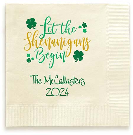 Let the Shenanigans Begin Personalized 3-Ply Napkins by Embossed Graphics