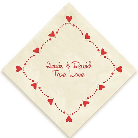 Valentine's Hearts Personalized 3-Ply Napkins by Embossed Graphics