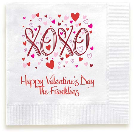 XOXO Personalized 3-Ply Napkins by Embossed Graphics