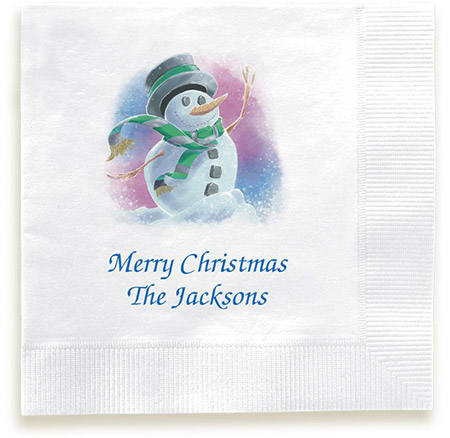 Cheerful Snowman Personalized 3-Ply Napkins by Embossed Graphics Cheerful Snowman Personalized 3-Ply Napkins by Embossed Graphics