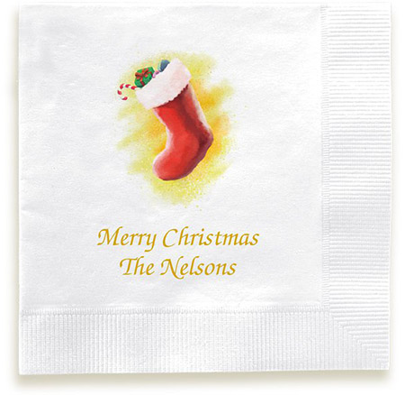 Christmas Stocking Personalized 3-Ply Napkins by Embossed Graphics Christmas Stocking Personalized 3-Ply Napkins by Embossed Graphics