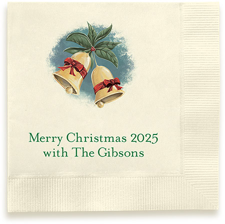 Holiday Bells Personalized 3-Ply Napkins by Embossed Graphics Holiday Bells Personalized 3-Ply Napkins by Embossed Graphics