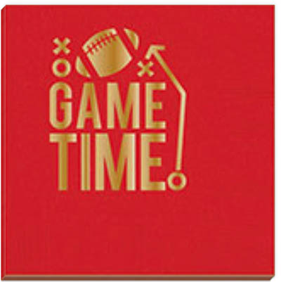Game Time Beverage Napkins (Red with Gold Foil)