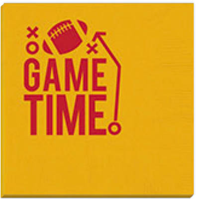 Game Time Beverage Napkins (Yellow with Red Ink)