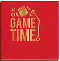 Game Time Beverage Napkins (Red with Gold Foil)