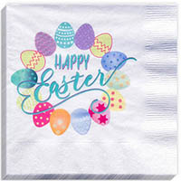 Happy Easter Eggs Beverage Napkins