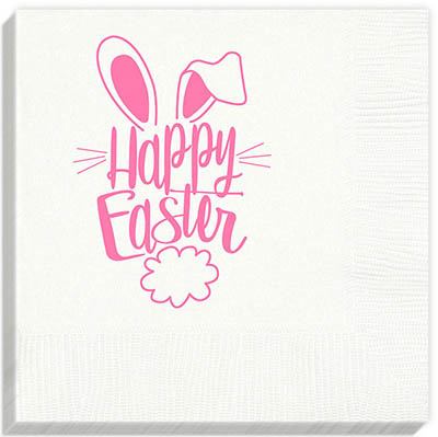 Happy Easter Bunny Ears/Tail Beverage Napkins