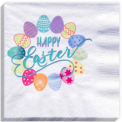 Happy Easter Eggs Beverage Napkins Happy Easter Eggs Beverage Napkins