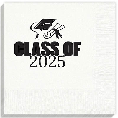 Class of 2025 Cap & Diploma Beverage Napkins
