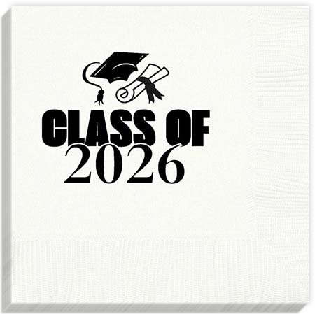 Class of 2026 Cap & Diploma Beverage Napkins