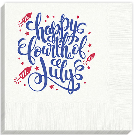 Happy Fourth of July Script Beverage Napkins