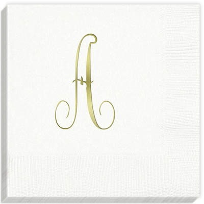 3Ply Antoinette Gold Initial Napkins