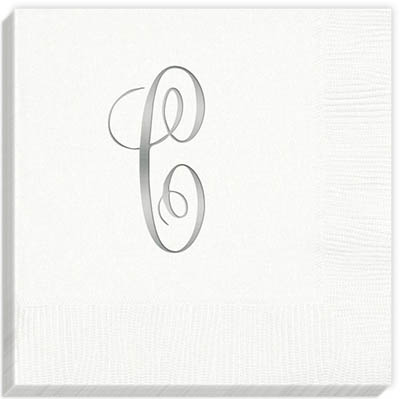 3Ply Antoinette Silver Initial Napkins