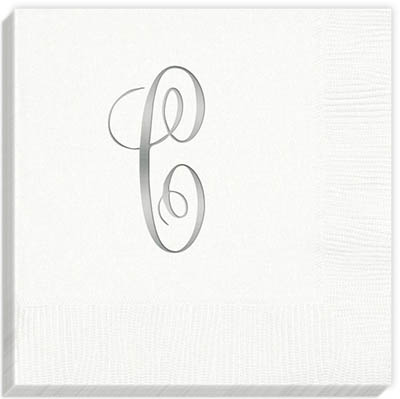 3Ply Antoinette Silver Initial Napkins 3Ply Antoinette Silver Initial Napkins
