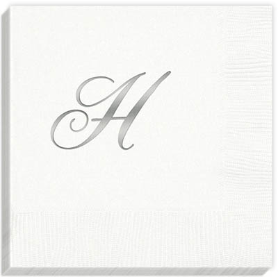 3Ply Quill Silver Initial Napkins