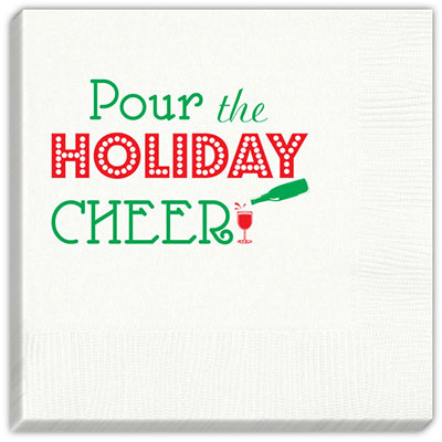 Pour the Holiday Cheer Holiday Beverage Napkins