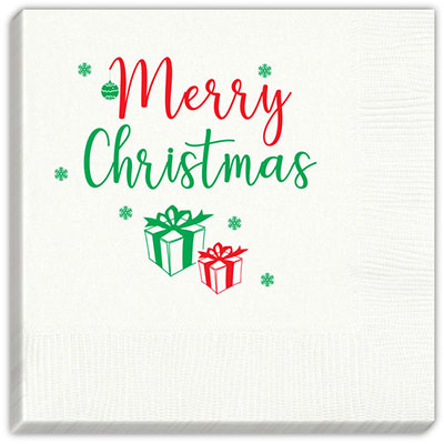 Merry Christmas Gifts Holiday Beverage Napkins