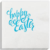 Happy Easter Script Beverage Napkins