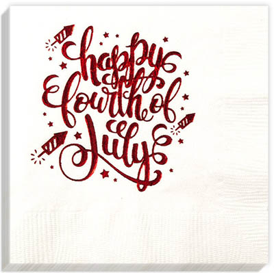 Happy Fourth of July Script Beverage Napkins