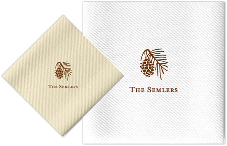 Personalized Linen-Like Napkins with Pinecone Motif by Rytex