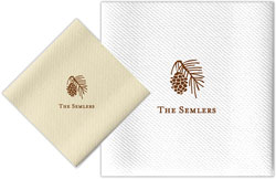 Personalized Linen-Like Napkins with Pinecone Motif by Rytex