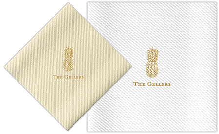 Personalized Linen-Like Napkins with Pineapple Motif by Rytex