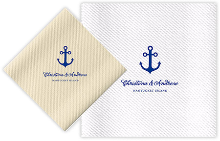 Personalized Linen-Like Napkins with Anchor Motif by Rytex