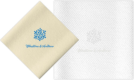 Personalized Linen-Like Napkins with Snowflake Motif by Rytex Personalized Linen-Like Napkins with Snowflake Motif by Rytex