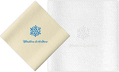 Personalized Linen-Like Napkins with Snowflake Motif by Rytex