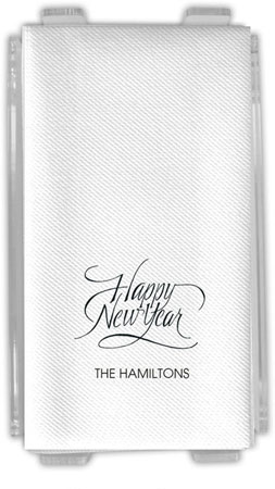Personalized Linen-Like Guest Towels by Rytex (Happy New Year Motif)