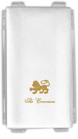 Personalized Linen-Like Guest Towels by Rytex (Lion Motif)