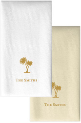 Personalized Linen-Like Guest Towels with Palm Tree Motif by Rytex