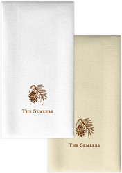 Personalized Linen-Like Guest Towels by Rytex (Pinecone Motif)