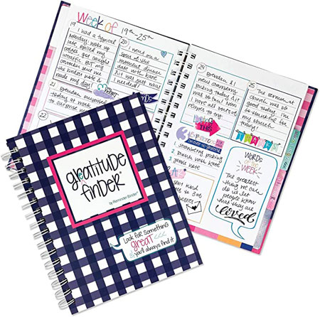 Gratitude Finder Journals - Gingham Navy