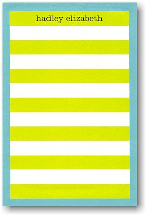 Boatman Geller Notepads - Rugby Stripe Lime/Blue Border