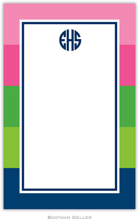 Boatman Geller Notepads - Bold Stripe Pink Green & Navy