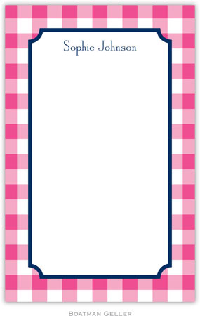 Boatman Geller - Create-Your-Own Personalized Notepads (Classic Check Raspberry)